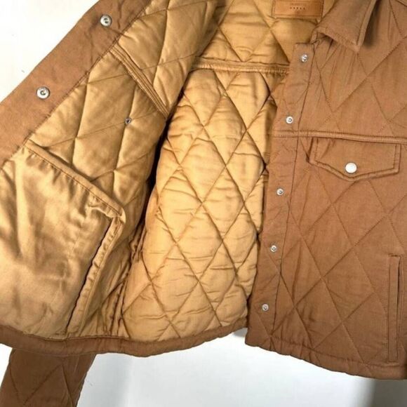 BLANK NYC Still Into You Quilted Crop Jacket | Brown M | Collared Snap Front - Picture 5 of 16